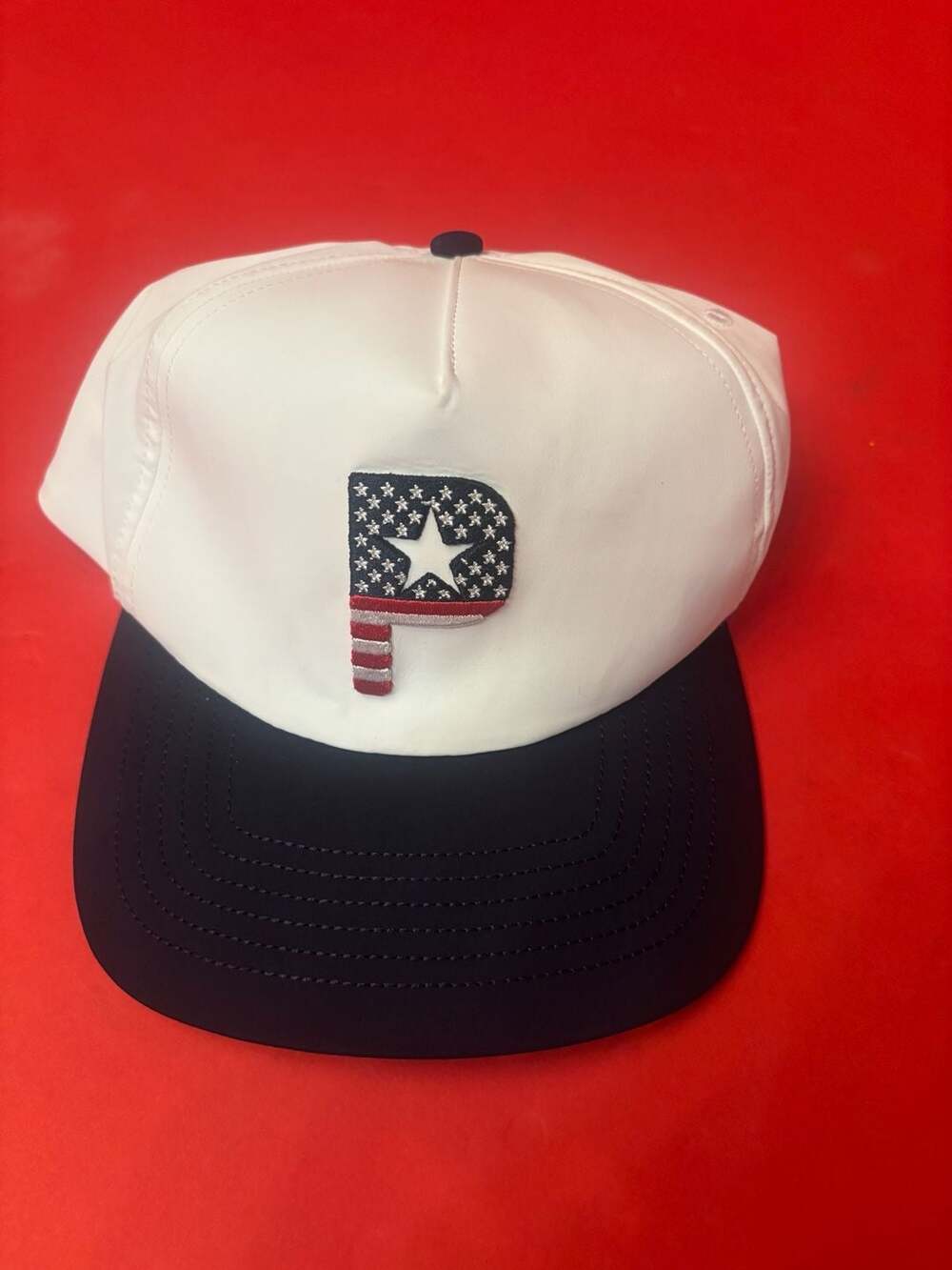 Puma Golf Pars & Stripes P Snapback Hat White Navy PGA West